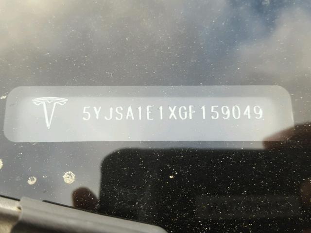 5YJSA1E1XGF159049 - 2016 TESLA MODEL S 黑色 照片 10