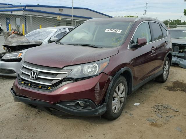 5J6RM3H76DL005877 - 2013 HONDA CR-V EXL BURGUNDY photo 2