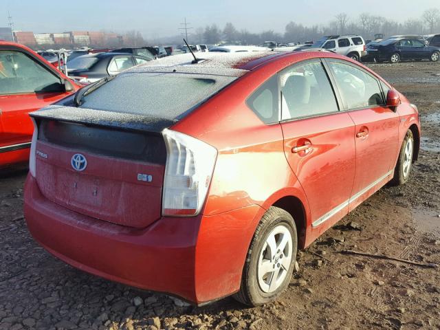 JTDKN3DU4B1427557 - 2011 TOYOTA PRIUS RED photo 4