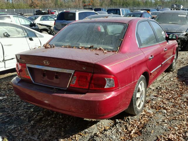 KNAGD126235228483 - 2003 KIA OPTIMA LX RED photo 4