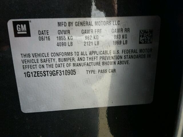 1G1ZE5ST9GF310905 - 2016 CHEVROLET MALIBU LT Boz foto 10