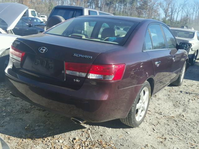 5NPEU46F76H099134 - 2006 HYUNDAI SONATA GLS MAROON photo 4