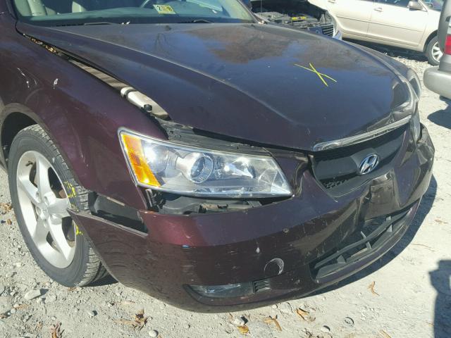 5NPEU46F76H099134 - 2006 HYUNDAI SONATA GLS MAROON photo 9