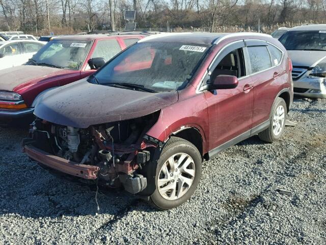 2HKRM4H70FH645358 - 2015 HONDA CR-V EXL MAROON photo 2