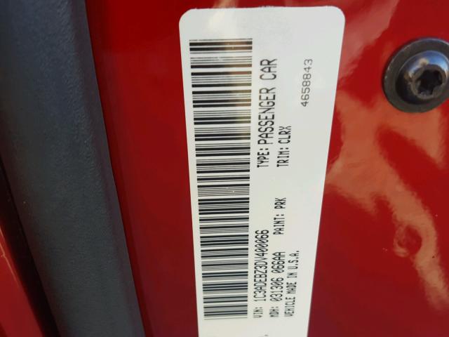 1C3ADEBZ3DV400066 - 2013 DODGE VIPER GTS RED photo 10