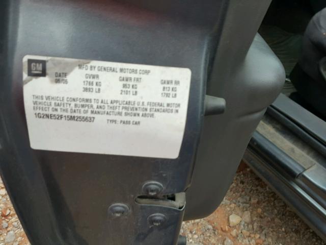 1G2NE52F15M255637 - 2005 PONTIAC GRAND AM S 灰色 照片 10