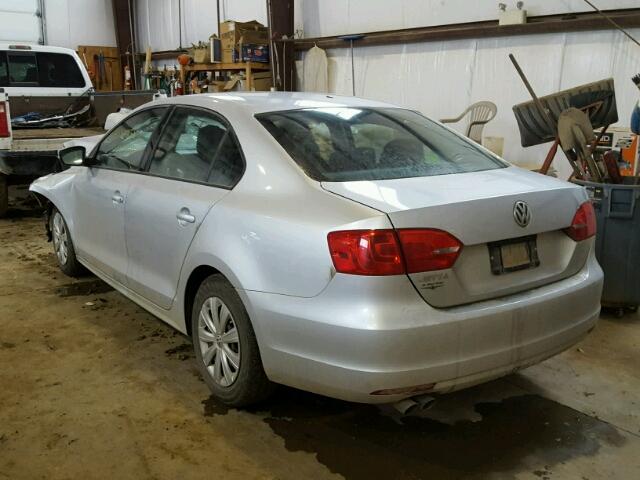 3VW2K7AJ7EM218201 - 2014 VOLKSWAGEN JETTA BASE SILVER photo 3