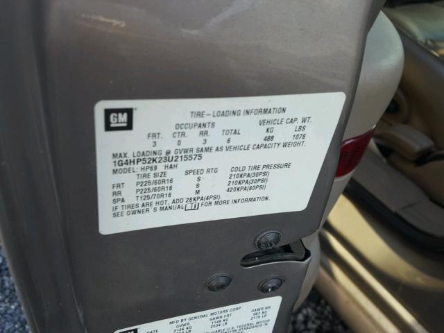 1G4HP52K23U215575 - 2003 BUICK LESABRE CU GOLD photo 9