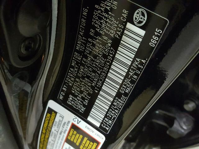 4T1BK3DB3BU439457 - 2011 TOYOTA AVALON BAS BLACK photo 10