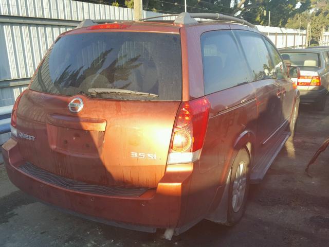 5N1BV28U34N352507 - 2004 NISSAN QUEST S RED photo 4