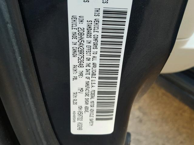 2D8HN54X28R752648 - 2008 DODGE GRAND CARA BLUE photo 10