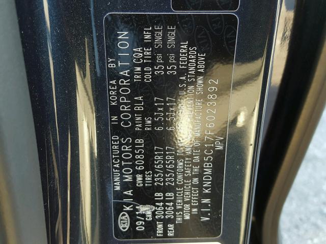 KNDMB5C17F6023892 - 2015 KIA SEDONA LX BLUE photo 10