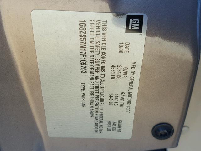 1G8ZS57N17F169753 - 2007 SATURN AURA XE TAN photo 10