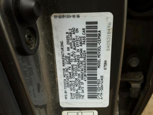 4T1BF30K63U546224 - 2003 TOYOTA CAMRY LE 灰色 照片 10