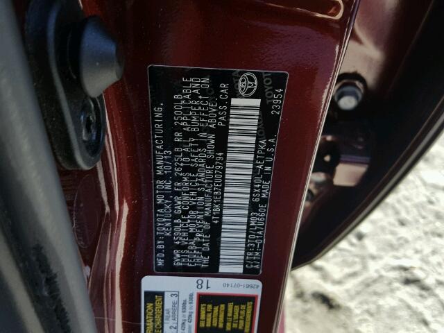 4T1BK1EB7EU079794 - 2014 TOYOTA AVALON BAS 栗色 照片 10