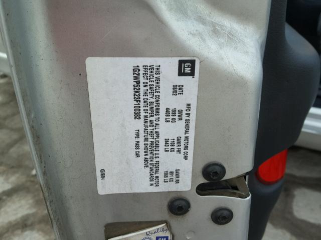 1G2WP52K23F100382 - 2003 PONTIAC GRAND PRIX SILVER photo 10