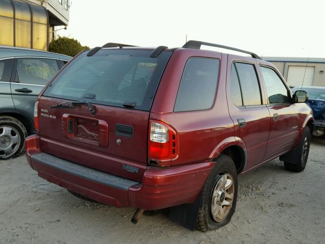 4S2DM58W544302513 - 2004 ISUZU RODEO S MAROON photo 4