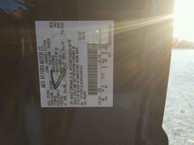 1FTYR14U25PA49761 - 2005 FORD RANGER SUP BLACK photo 10