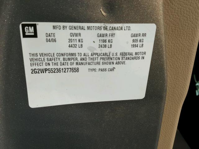2G2WP552361277658 - 2006 PONTIAC GRAND PRIX TAN photo 10