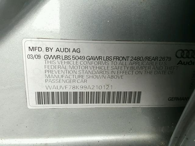 WAUVF78K99A210121 - 2009 AUDI A4 2.0T AV GRAY photo 10