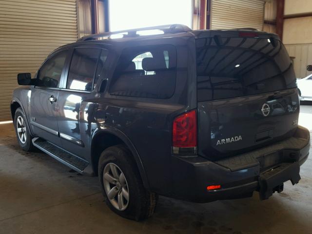 5N1AA08C08N625525 - 2008 NISSAN ARMADA SE GRAY photo 3