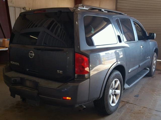 5N1AA08C08N625525 - 2008 NISSAN ARMADA SE GRAY photo 4