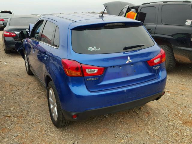 4A4AP4AU5FE003487 - 2015 MITSUBISHI OUTLANDER BLUE photo 3