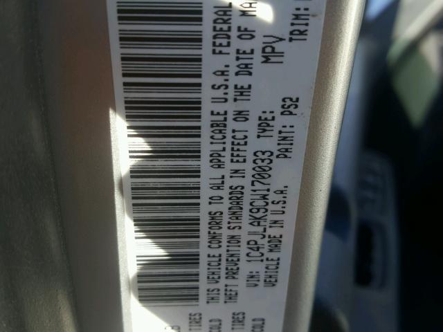 1C4PJLAK9CW170033 - 2012 JEEP LIBERTY SP SILVER photo 10