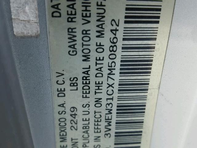 3VWEW31CX7M508642 - 2007 VOLKSWAGEN NEW BEETLE 银色 照片 10