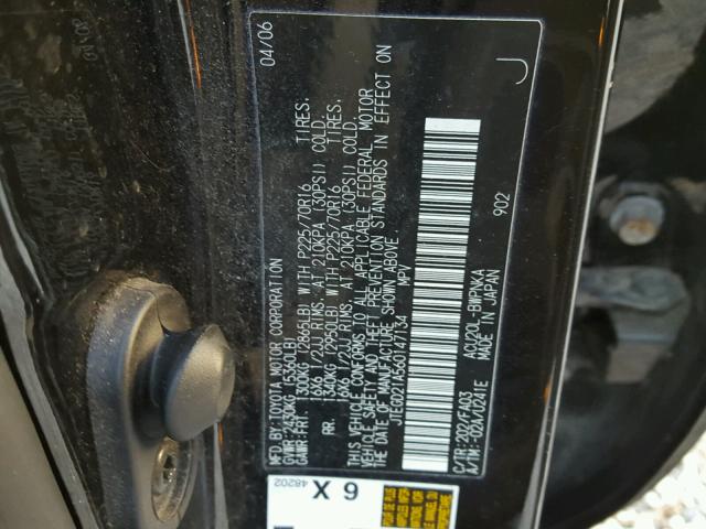 JTEGD21A560147134 - 2006 TOYOTA HIGHLANDER BLACK photo 10