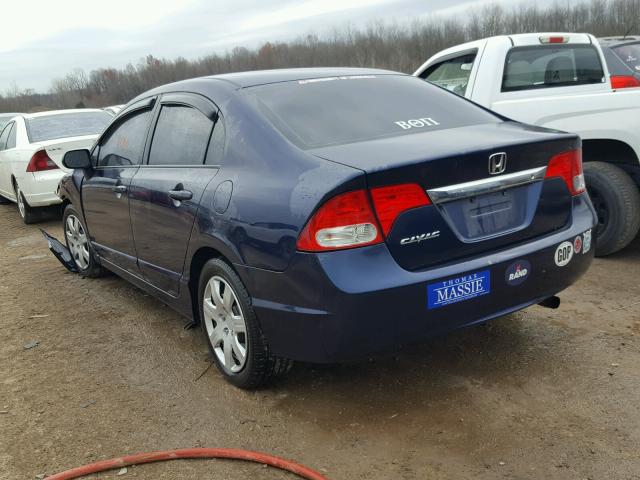 19XFA16559E002881 - 2009 HONDA CIVIC LX BLUE photo 3