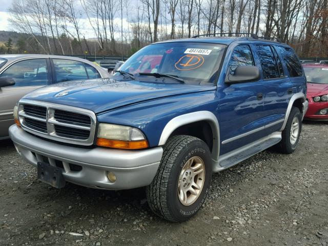 1B4HS58N42F179750 - 2002 DODGE DURANGO SL BLUE photo 2