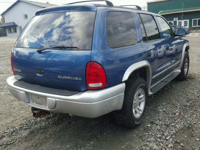 1B4HS58N42F179750 - 2002 DODGE DURANGO SL BLUE photo 4