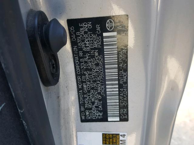 JTKDE177550059525 - 2005 TOYOTA SCION TC 银色 照片 10