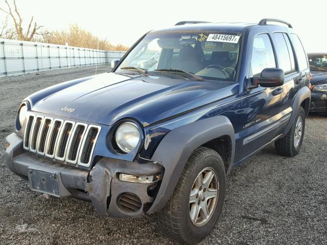 1J4GL48K72W317108 - 2002 JEEP LIBERTY SP BLUE photo 2