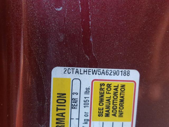 2CTALHEW5A6290188 - 2010 GMC TERRAIN SL MAROON photo 10