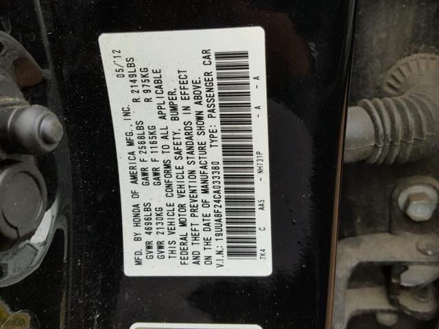 19UUA8F24CA033380 - 2012 ACURA TL BLACK photo 10