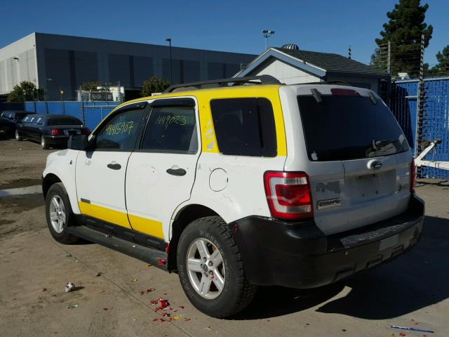 1FMCU49H58KC80009 - 2008 FORD ESCAPE HEV WHITE photo 3