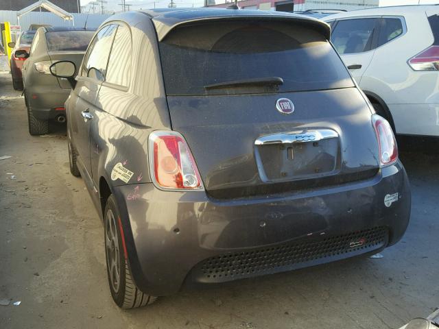 3C3CFFGE6FT623185 - 2015 FIAT 500 ELECTR GRAY photo 3