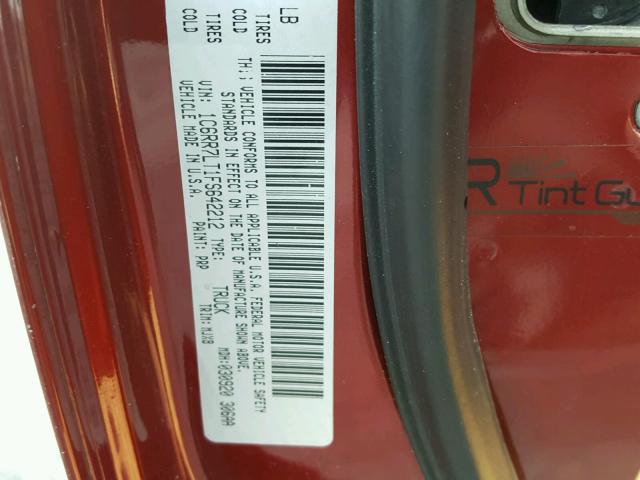 1C6RR7LT1FS642212 - 2015 RAM 1500 SLT BURGUNDY photo 10