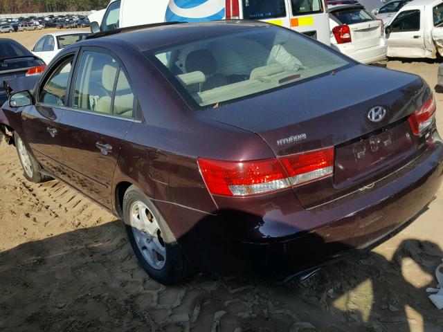 5NPEU46FX6H087026 - 2006 HYUNDAI SONATA GLS PURPLE photo 3