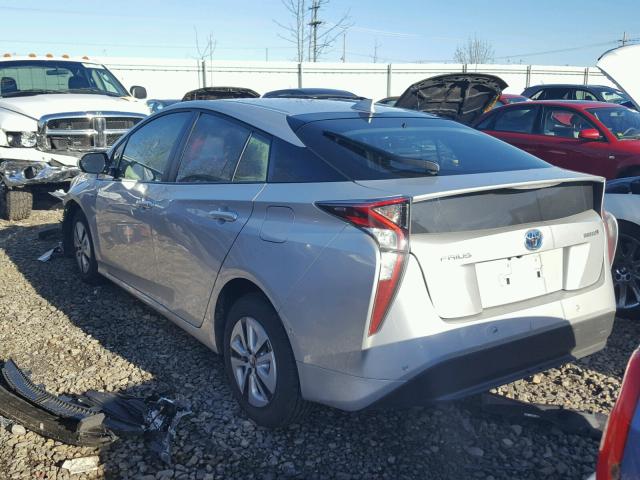 JTDKARFU3H3042001 - 2017 TOYOTA PRIUS SILVER photo 3