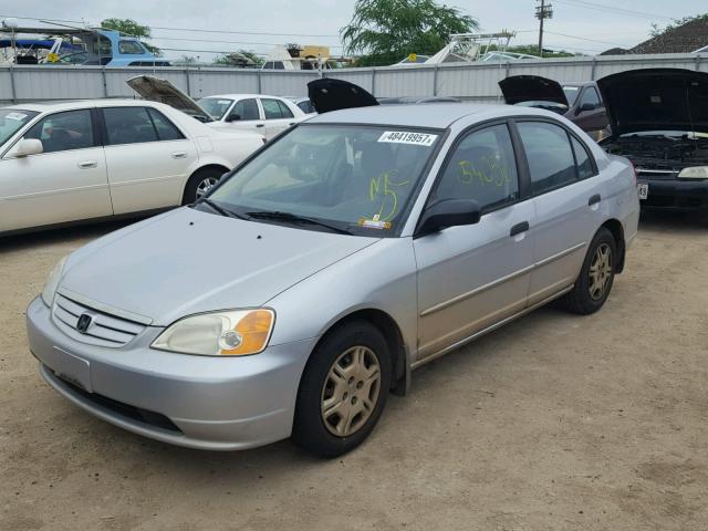 1HGES16591L035307 - 2001 HONDA CIVIC LX SILVER photo 2