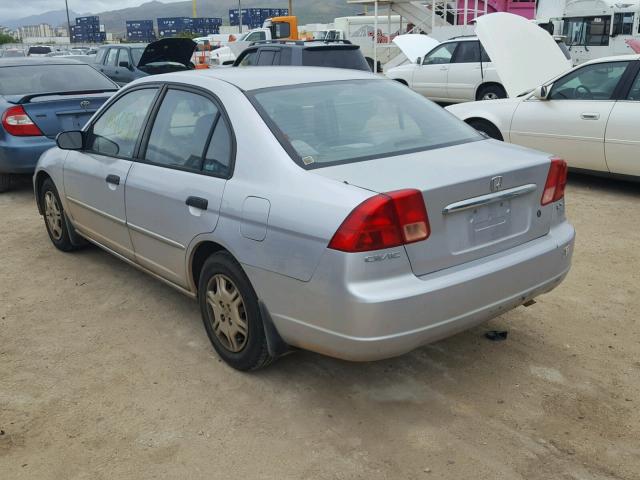 1HGES16591L035307 - 2001 HONDA CIVIC LX SILVER photo 3