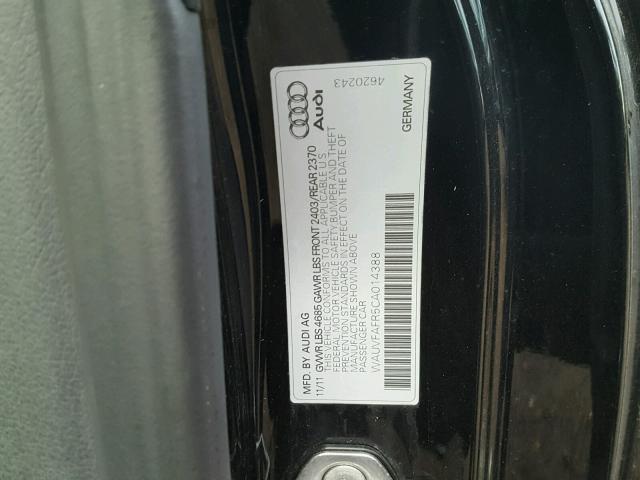 WAUVFAFR5CA014388 - 2012 AUDI A5 PRESTIG BLACK photo 10