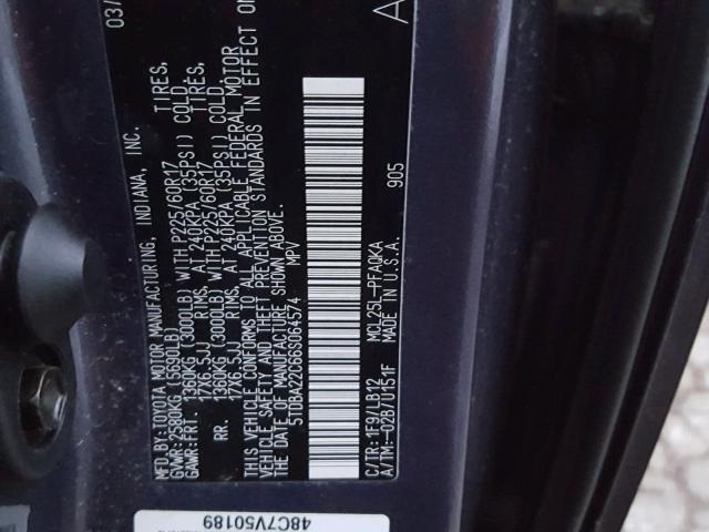 5TDBA22C66S064574 - 2006 TOYOTA SIENNA XLE BLUE photo 10