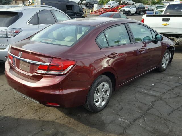 19XFB2F59FE263459 - 2015 HONDA CIVIC LX RED photo 4