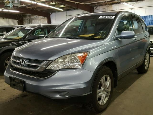 5J6RE4H76AL002220 - 2010 HONDA CR-V EXL BLUE photo 2