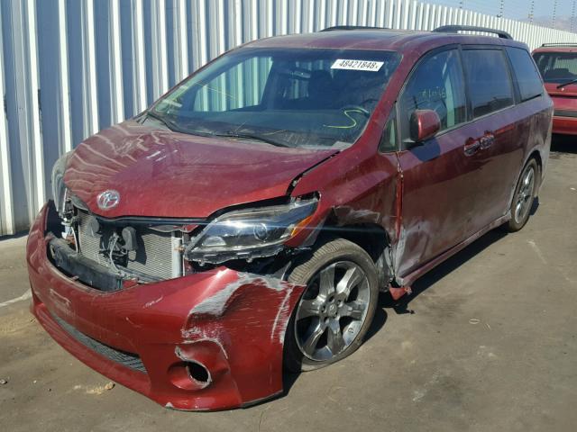 5TDXK3DC8FS550132 - 2015 TOYOTA SIENNA SPO BURGUNDY photo 2