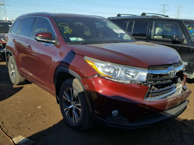 5TDJKRFH7GS293418 - 2016 TOYOTA HIGHLANDER BURGUNDY photo 1